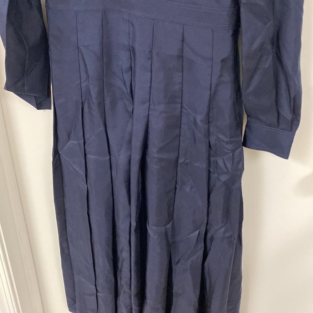 Tory Burch silk Navy Blue Dress with pleated skirt - Picture 3 of 8